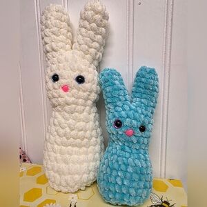Peeps White and Blue Plush Bunny Set